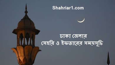 ঢাকা জেলার সেহরি ও ইফতারের সময়সূচি ২০২২ Dhaka Sehri & Iftar Time