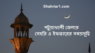 পটুয়াখালী জেলার সেহরি ও ইফতারের সময়সূচি ২০২২ Patuakhali Sehri and Iftar Time 2022