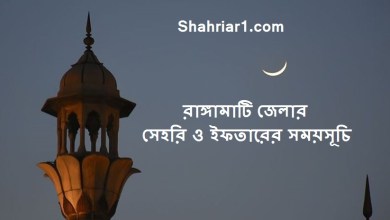 রাঙ্গামাটি জেলার সেহরি ও ইফতারের সময়সূচি ২০২২ Rangamati Sehri & Iftar Time