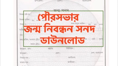 পৌরসভার জন্ম নিবন্ধন সনদ ডাউনলোড