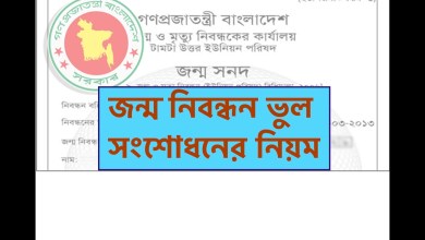 জন্ম নিবন্ধন ভুল সংশোধনের নিয়ম