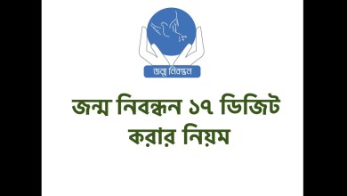 জন্ম নিবন্ধন ১৭ ডিজিট করার নিয়ম