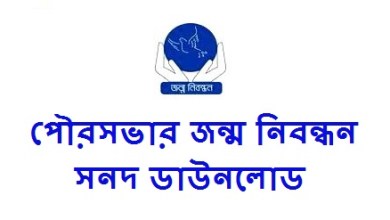 পৌরসভার জন্ম নিবন্ধন সনদ ডাউনলোড