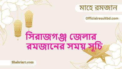 সিরাজগঞ্জ জেলার রমজানের সময় সূচি